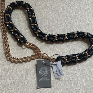 Vince Camuto Black and Gold Chain Belt